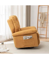 Yellow Relaxing Recliner Chair,Soft Artificial Fleece, Overstuffed, Swivel, Glider, Side Pocket