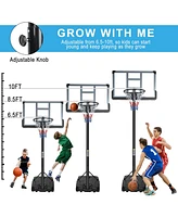 Portable Basketball Hoop Backboard System Stand Height Adjustable 6.6ft