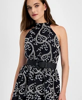 Anne Klein Women's Halter Neck Belted Midi Dress