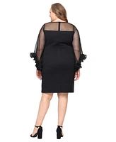Alex Evenings Plus 3/4-Sleeve Crepe A-Line Dress