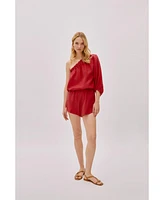 Labeca London Us Women's Capri Red Linen Shorts - L