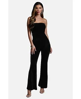 Bebe Women's Strapless Velvet Jumpsuit