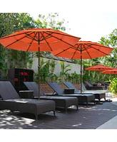 10 Ft 3 Tier Patio Umbrella with Protective Cover Crank Push to Tilt Hotel