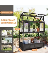 Portable Cold Frame Greenhouse with Wheels & Storage