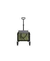 Folding Beach Wagon - Heavy Duty, Portable, Outdoor Cart - Army Green