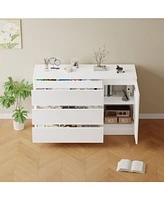 Wooden side cabinet with hidden drawers
