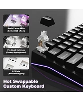 Yunzii AL65 Wireless Mechanical Keyboard, Full Aluminum Cnc,Support Qmk/Via Software Gasket Structure,60% Hot Swappable with Rgb Backlit Bt/2.4G/Usb-c