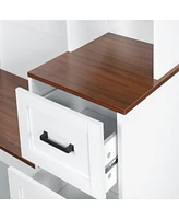 Entryway Hall Tree: Bench, Rack, Shelves, Drawers