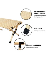 Portable Beech Wood Picnic Table - Foldable & Large