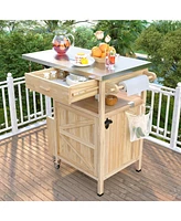 Outdoor Grill Cart with Stainless Steel Top & Storage
