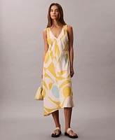 Calvin Klein Women's Geo-Print Asymmetrical-Hem Midi Dress