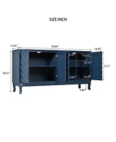 Navy Blue Sideboard with Wavy Doors & Arched Groove Design