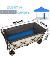 Heavy-Duty Foldable Utility Wagon - 480lbs, All-Terrain, Khaki-Gray