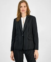 Kasper Women's Pinstriped One-Button Blazer, Regular & Petite