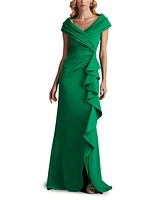 Tadashi Shoji Women's Talise Waterfall Flounce Gown