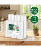 Bonsenkitchen Vacuum Sealer Rolls Bags, 6 Pack 3 Rolls 11" x 20' + 3 Rolls 8" x 20' Commercial Grade Bpa Free Bag Rolls, Durable Customized