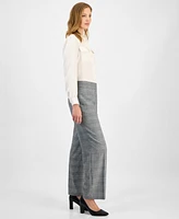 Kasper Women's Check-Print Wide-Leg Pants, Regular & Petite