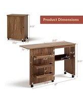 Folding Sewing Craft Table Shelf Storage Cabinet Home Furniture