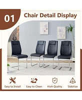 Snow Mountain Table & 4 Black Pu Chairs