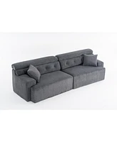 Gray 4-Seater Compression Sofa with Pillows