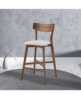 3 Pieces Bar Table Set,Modern Round Counter Height Pub Table, Wooden High Top with Bar Stools Pub Dining Set for Kitchen,Restaurant,Cocktail Bar,Walnu