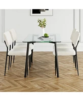 Black and Glass Dining Table Set for 5