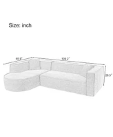 Modern L-Shape Sectional Sofa with Chenille Fabric and Pillows