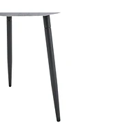 Modern Marble Mdf Dining Set 55"x31.4" with 4 Light Gray Linen Chairs