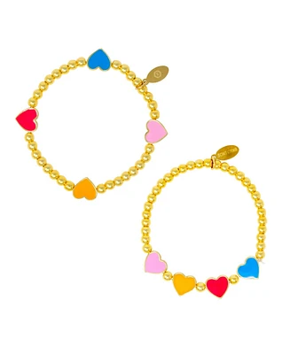 Zomi Gems Girls Rainbow Hearts Stretchy Bead Bracelets