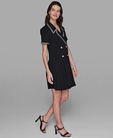 Karl Lagerfeld Paris Women's Textured-Trim Shirtdress