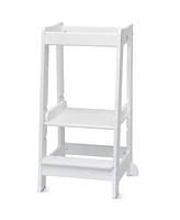 Stepup Baby Toddler Tower with Adjustable Step, Natural Montessori-Inspired Toddler Step Stool, Standing Tower for Kids, Fits Under Kitchen Counters,