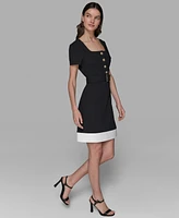 Karl Lagerfeld Paris Women's Square-Neck A-Line Dress