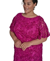 Jessica Howard Plus Soutache Lace Flutter-Sleeve Dress