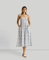 Strappy Gathered Midi Women's Dress