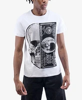 heads or tails Men's Skull And Money Rhinestone Crew T-Shirt