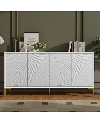 White 4-Door Storage Cabinet with Adjustable Shelves