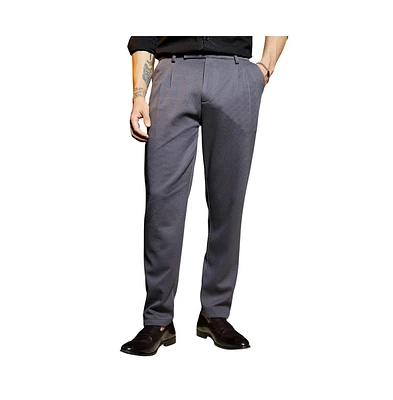 Campus Sutra Men's Ash Grey Micro-Waffle Chino Trousers
