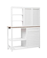 Fir Wood Potting Bench with Hutch & Storage