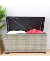 Wicker Patio Furniture Storage Box (Grey )