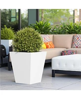 18" Metal Tapered Planter - Burnished White
