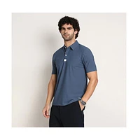 Campus Sutra Men's Steel Blue Seamless Waffle Polo T-Shirt