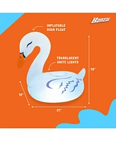 Banzai Lumi Bright Party Swans Inflatable White Pool Lantern Lights, (2 Pack)