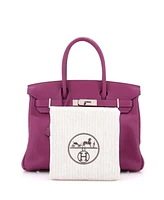 Pre-Owned Hermes Birkin 30 Handbag Purple Swift with Palladium Hardware