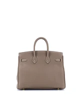 Pre-Owned Hermes Birkin 25 Handbag Grey Togo with Gold Hardware