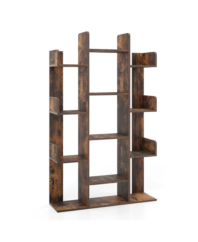 Tree-Shaped Bookshelf with 13 Compartments for Home Office