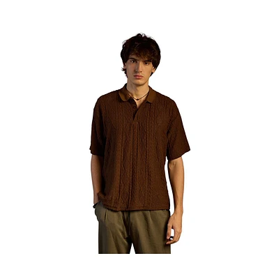 Campus Sutra Men's Chocolate Brown Argyle Oversized T-Shirt