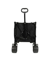 Collapsible Folding Wagon, 480lb, All-Terrain Wheels, Black