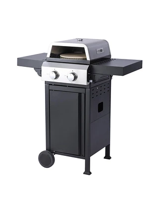 2-Burner Propane Bbq Grill with Pizza Box & Foldable Table