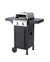 2-Burner Propane Bbq Grill with Pizza Box & Foldable Table