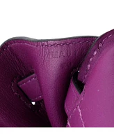 Pre-Owned Hermes Birkin 25 Handbag Purple Swift with Gold Hardware